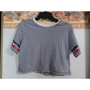 Levi's Large Strip Cropped Multicolor Casual Classic Logo Top